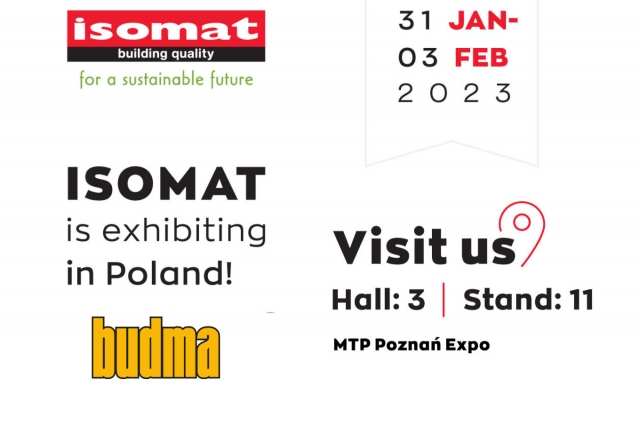 Η Isomat συμμετέχει στη διεθνή έκθεση κατασκευών και αρχιτεκτονικής Budma 2023