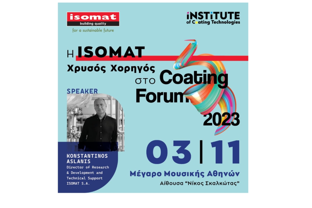 Η Isomat «Gold Sponsor» στο Coating Forum 2023